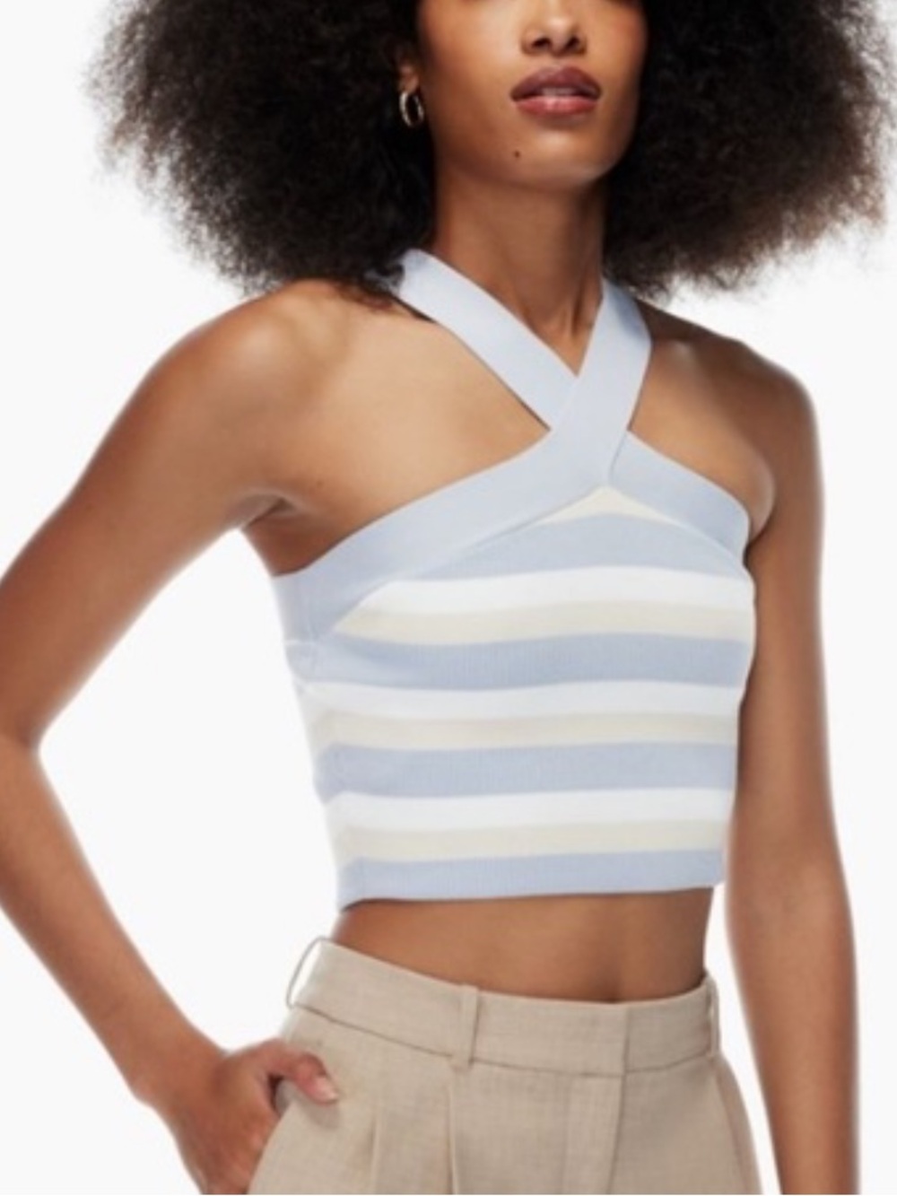 House of Harlow 1960 Striped Knit Halter Tank Top Size Large
